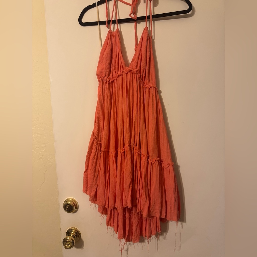 Halter Flowy Coral Dress